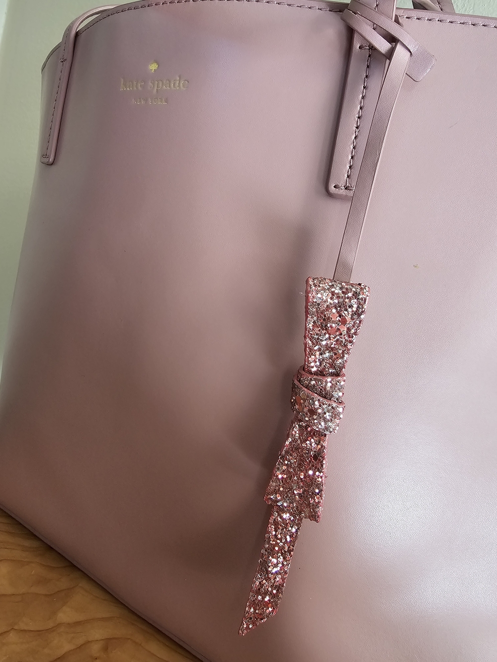 Kate Spade Dusty Rose Leather Tote with Bow Charm - Picture 4 of 8